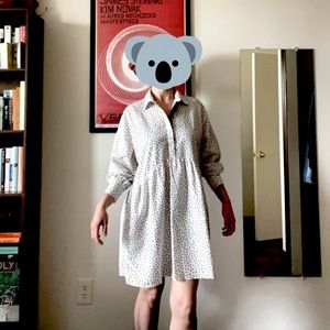 Zara Basic White Polka Dot Flowy Mini Dress size S